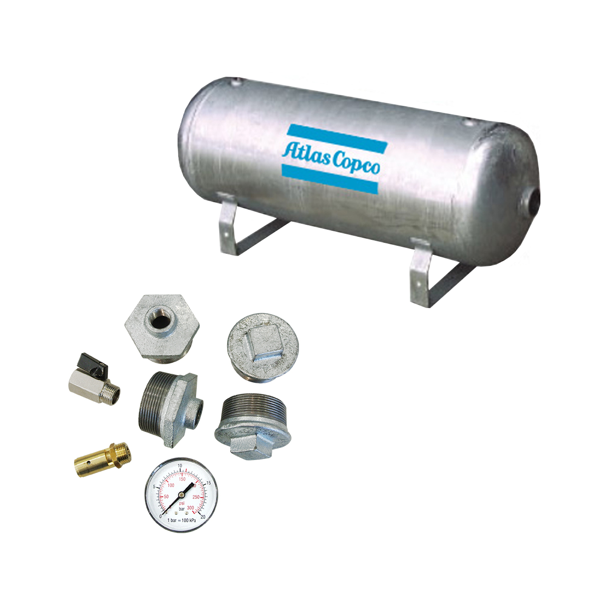 Druckluftbehälter 4000 lt, 16 bar, Stahl verzinkt, AD 2000 mit Armaturensatz ,DF74268